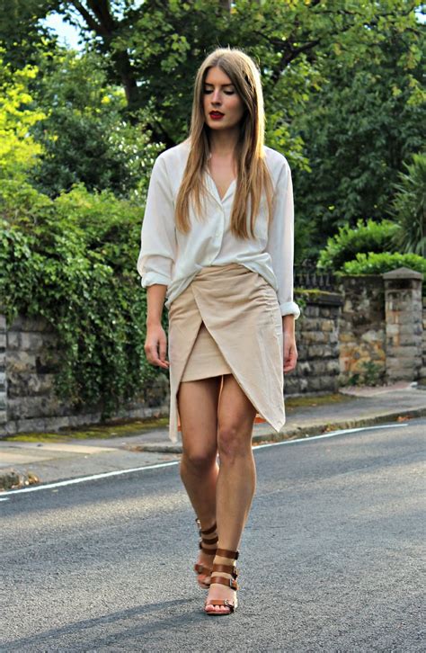 oversized shirt with skirt.